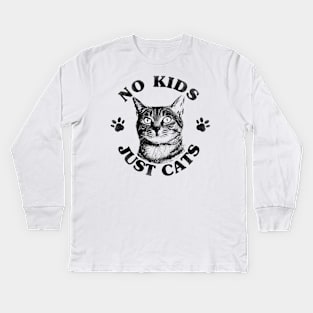 No kids, just cats vintage circle design Kids Long Sleeve T-Shirt